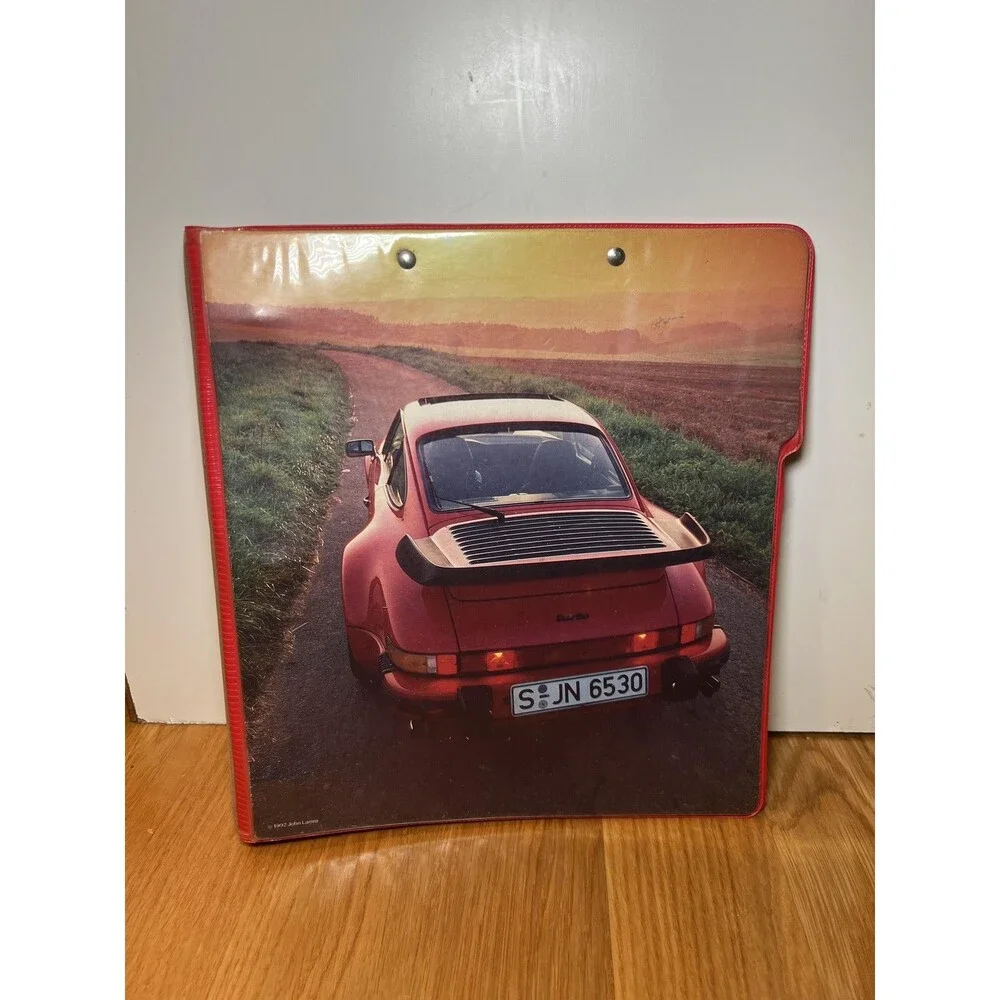 Vintage 1992 Mead Fast Lane Porsche 911 Turbo Car 3 Ring Binder Folder Notebook
